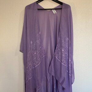 Women's Lace Layering Beach Cover-Up, S/M, Ti-Dye Purple